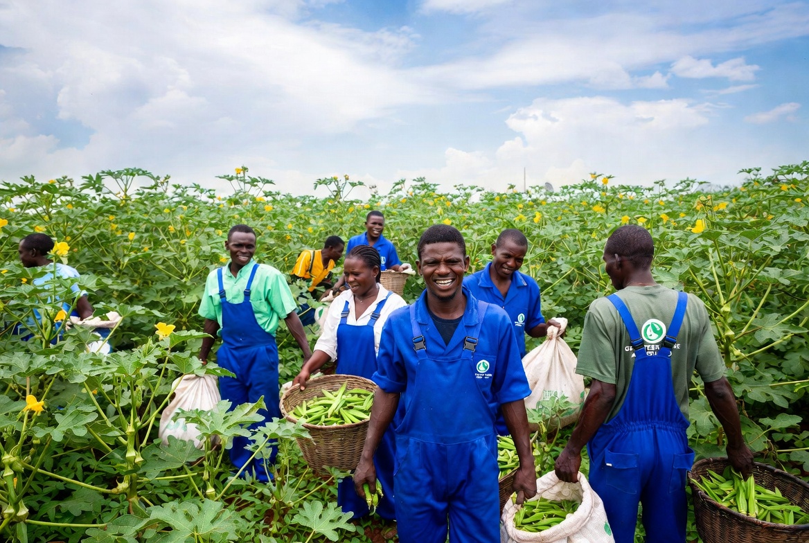 Okra and Plantain farm landscape